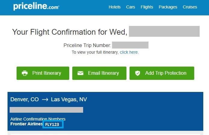 Priceline confirmation email example